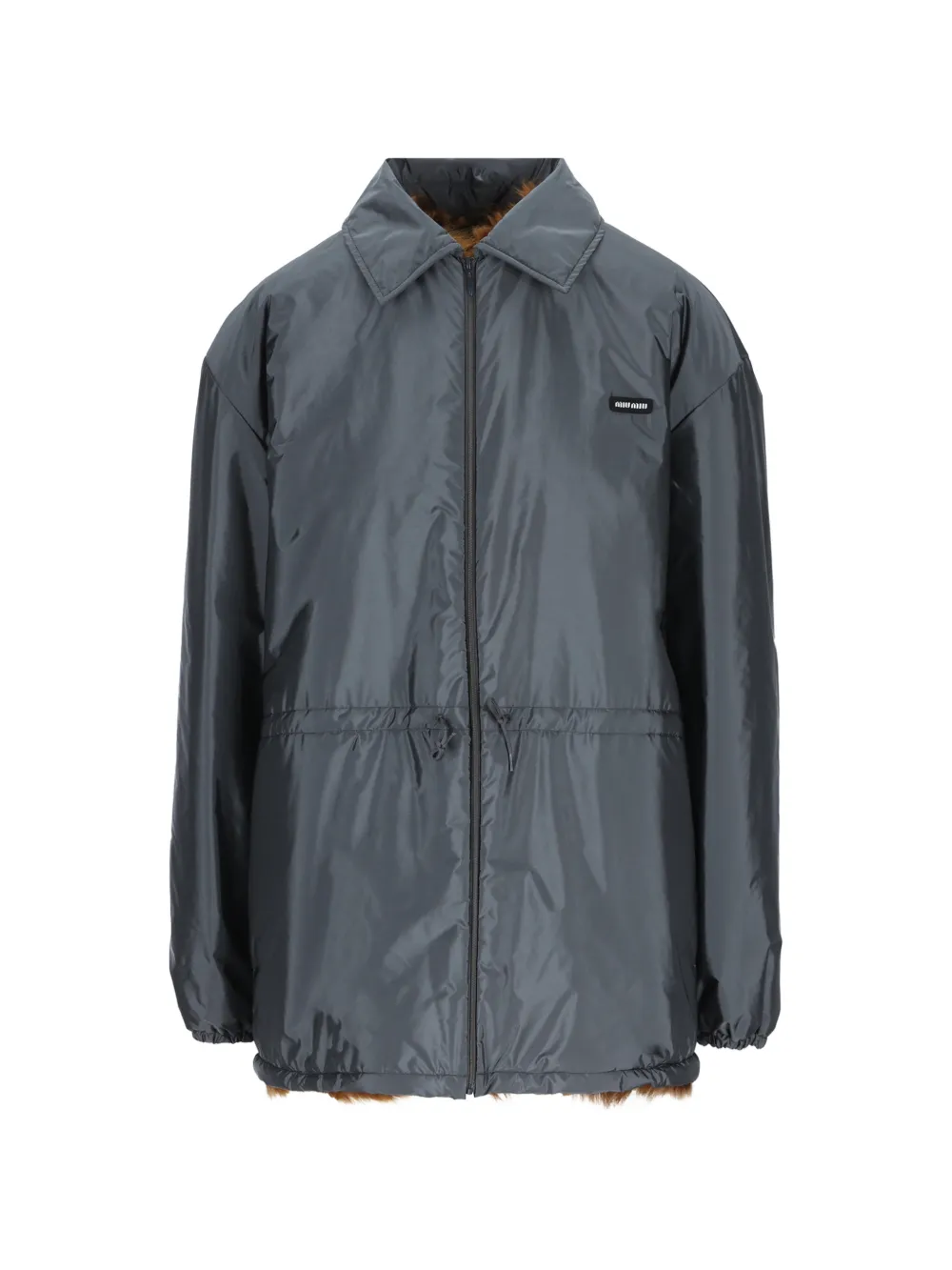 Miu Miu technical-fabric and shearling blouson jacket - Gris Miu Miu technical-fabric and shearling blouson jacket - Gris