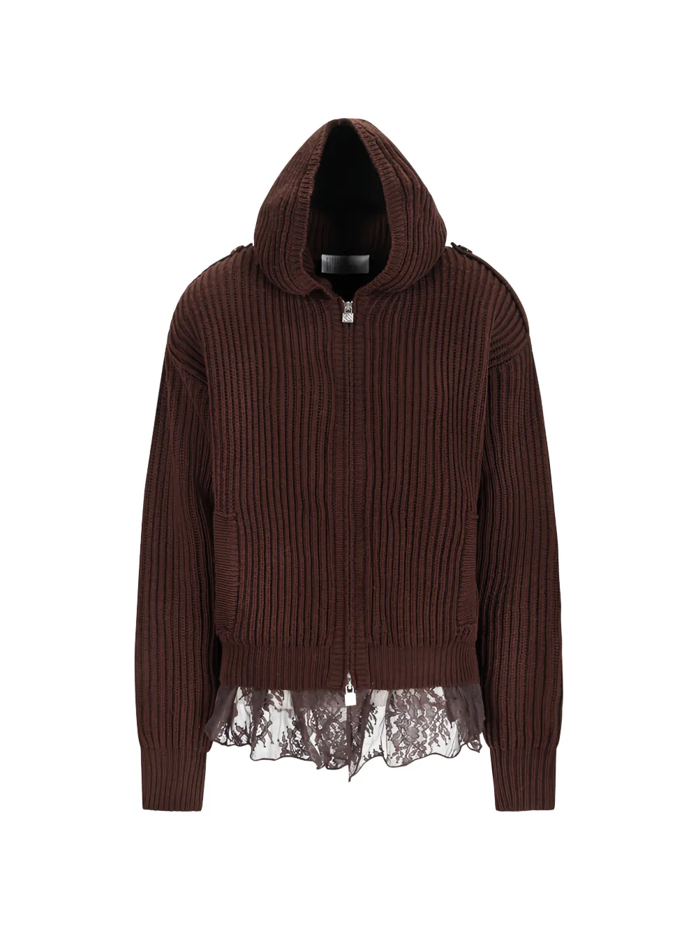 Giuseppe Di Morabito lace-trim ribbed-knit hoodie