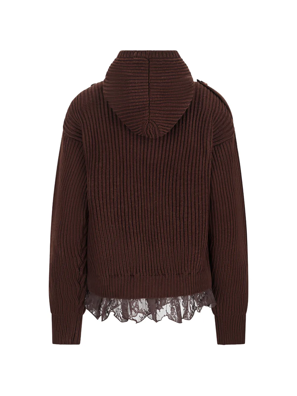 Giuseppe Di Morabito lace-trim ribbed-knit hoodie Bruin