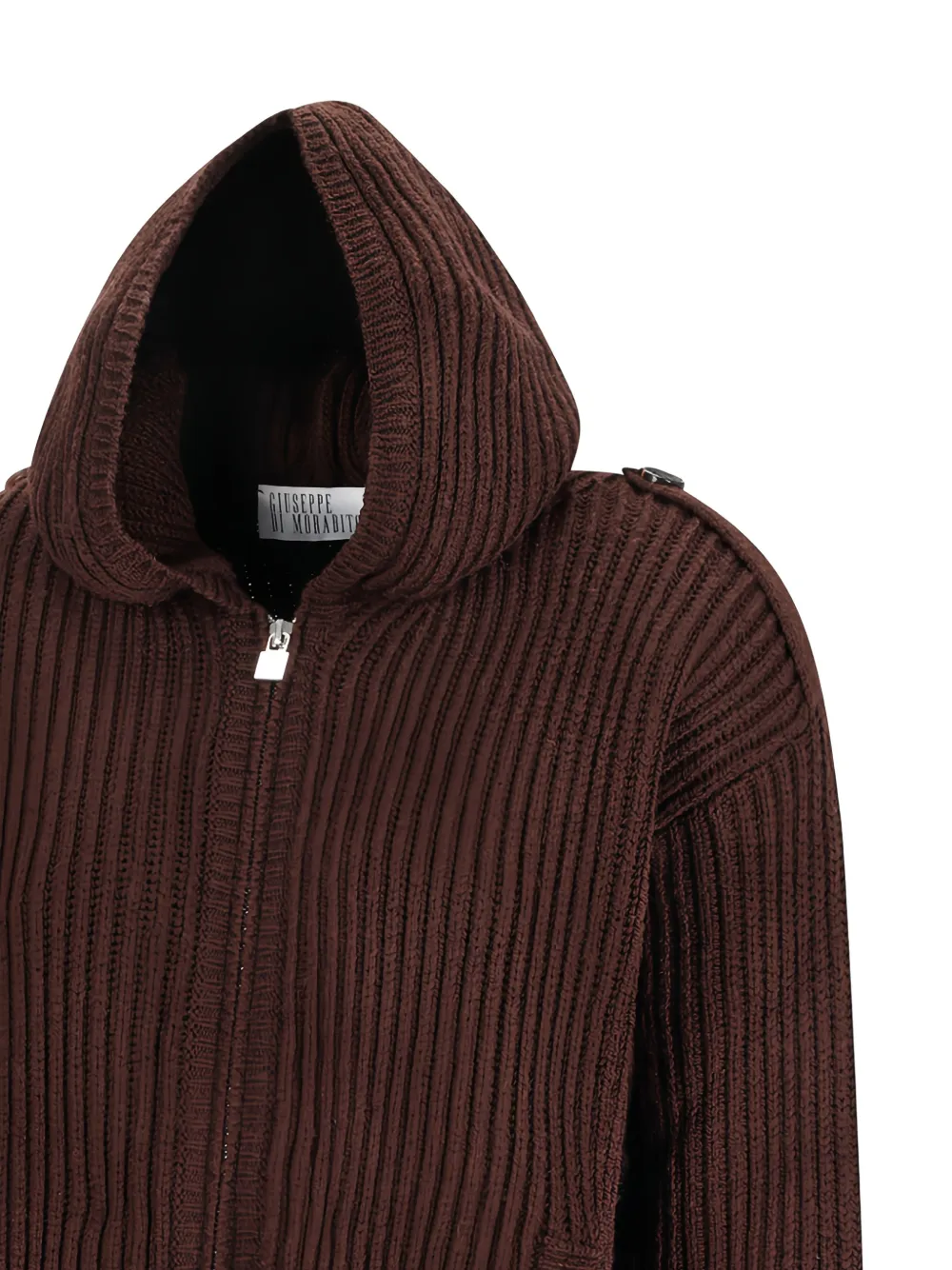 Giuseppe Di Morabito lace-trim ribbed-knit hoodie Bruin