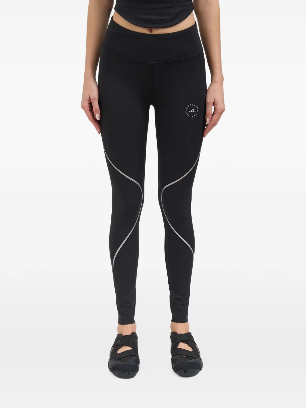 adidas by Stella McCartney logo-print panelled leggings - Nero