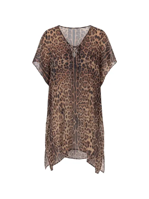 Triya Aurora leopard-print lace-up kaftan