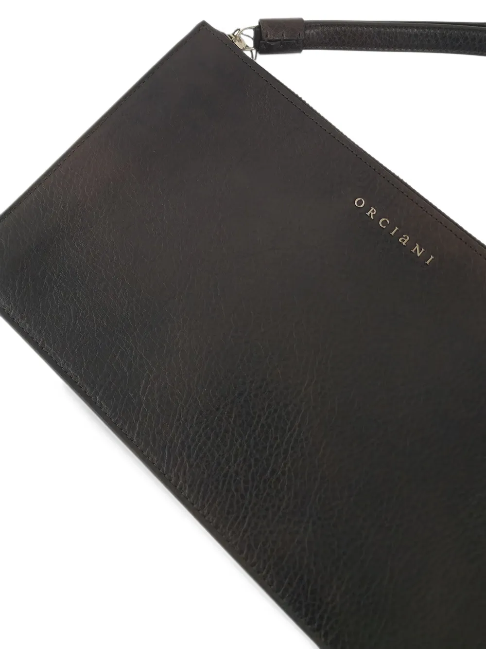 Orciani logo-plaque wristlet clutch bag Bruin