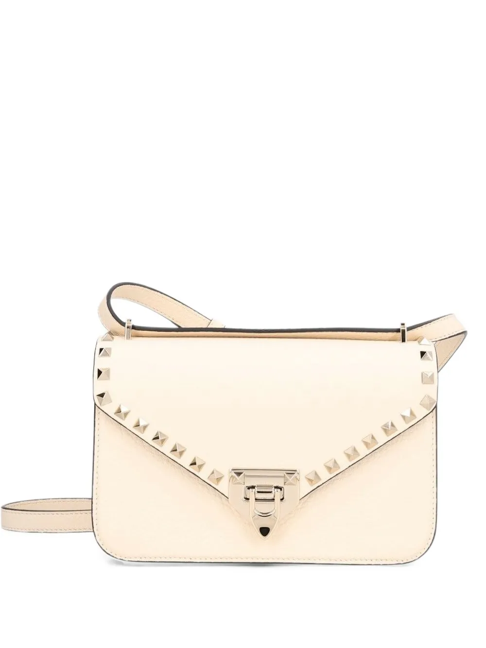 Valentino Garavani Rockstud small shoulder bag in grainy calfskin - Neutrals