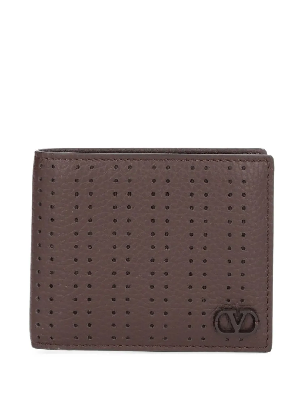 Valentino Garavani VLogo Signature perforated leather billfold wallet - Braun