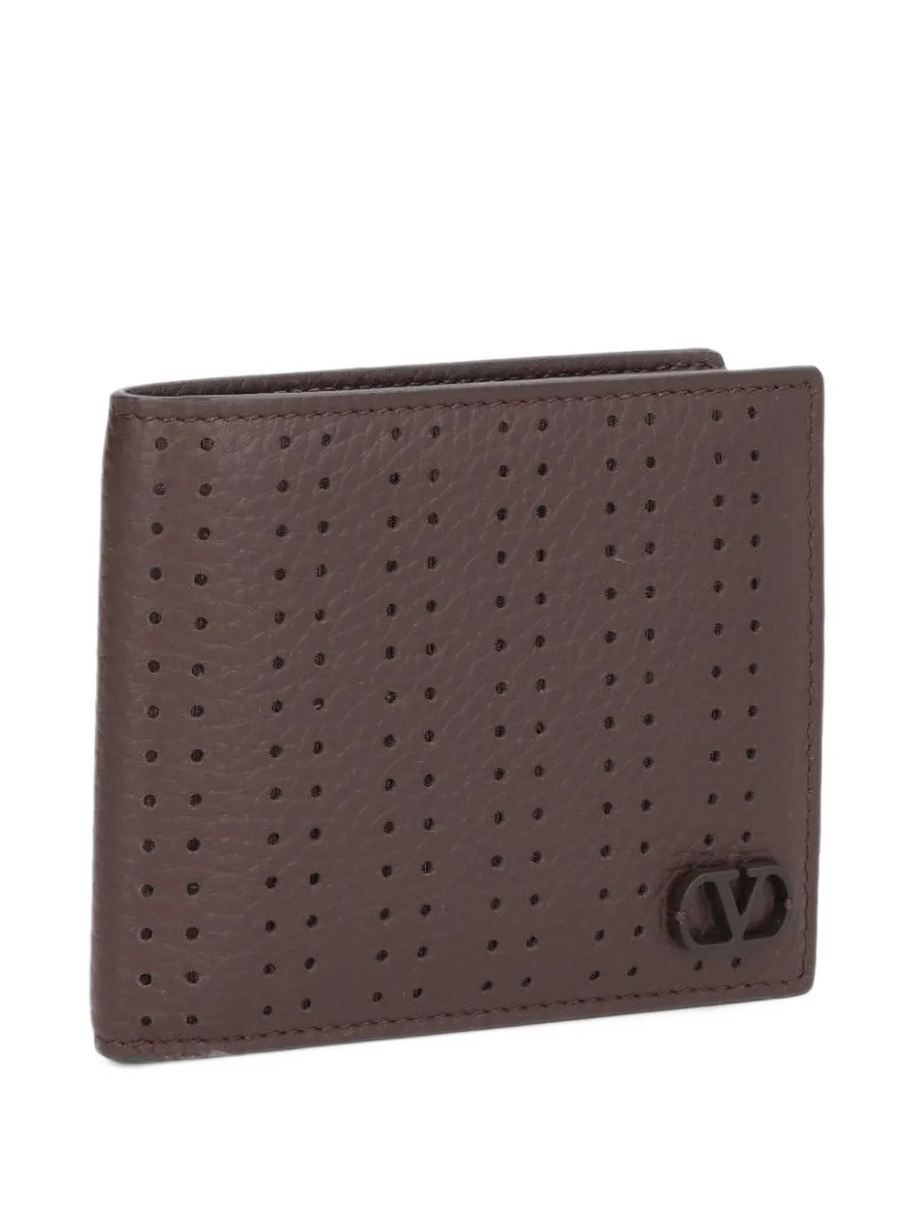Valentino Garavani VLogo Signature perforated leather billfold wallet Bruin