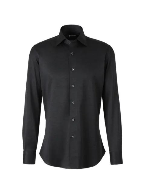 Fray piqué long-sleeve shirt