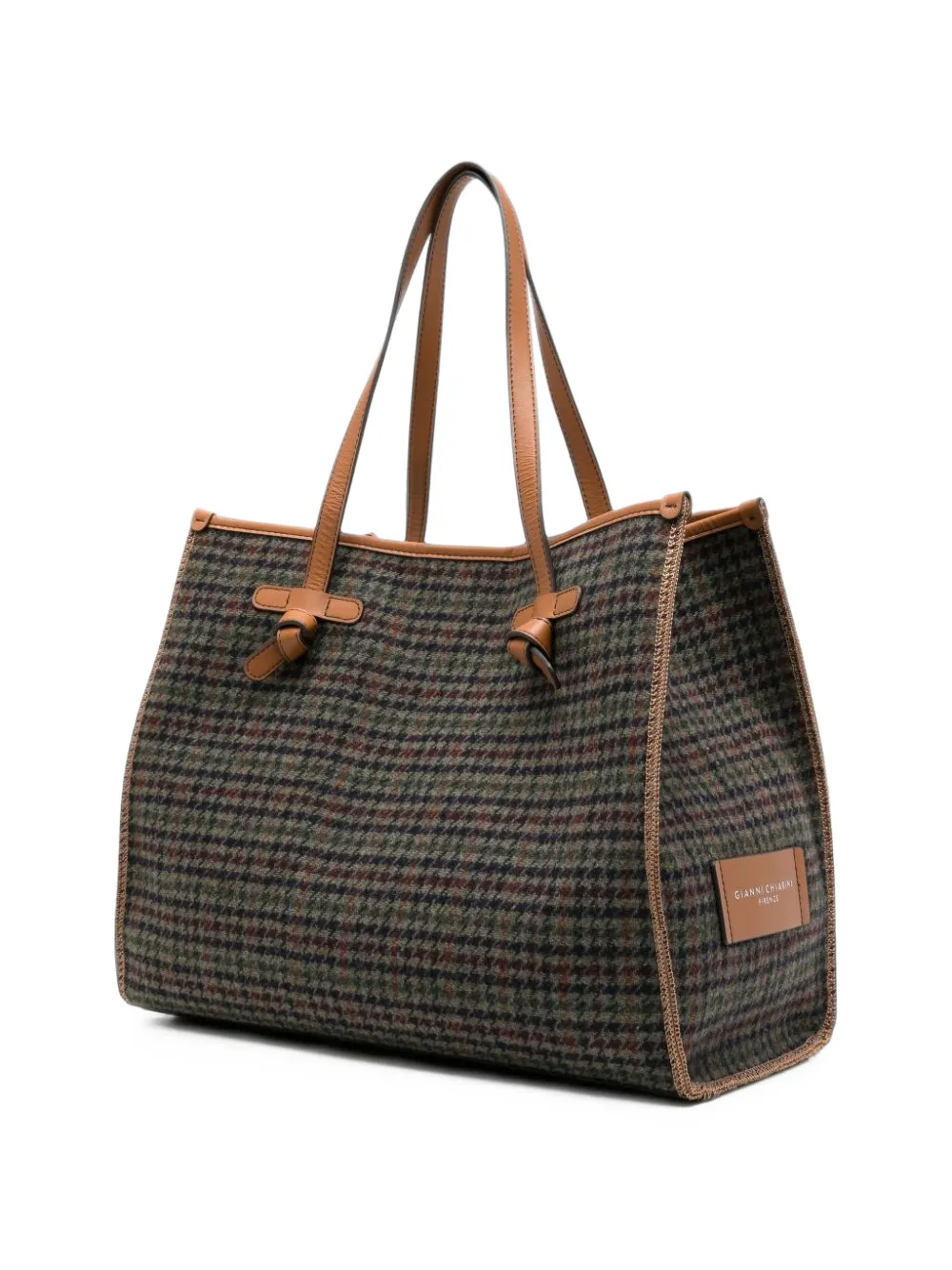 GIANNI CHIARINI Grote Marcella shopper met pied-de-poule print Grijs