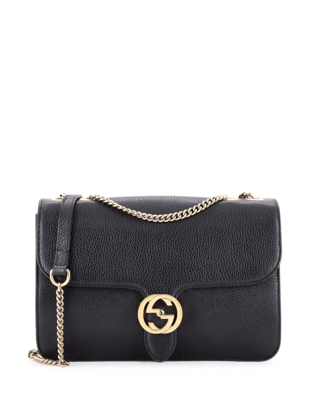 Gucci Pre-Owned Interlocking Leather Medium shoulder bag - Black
