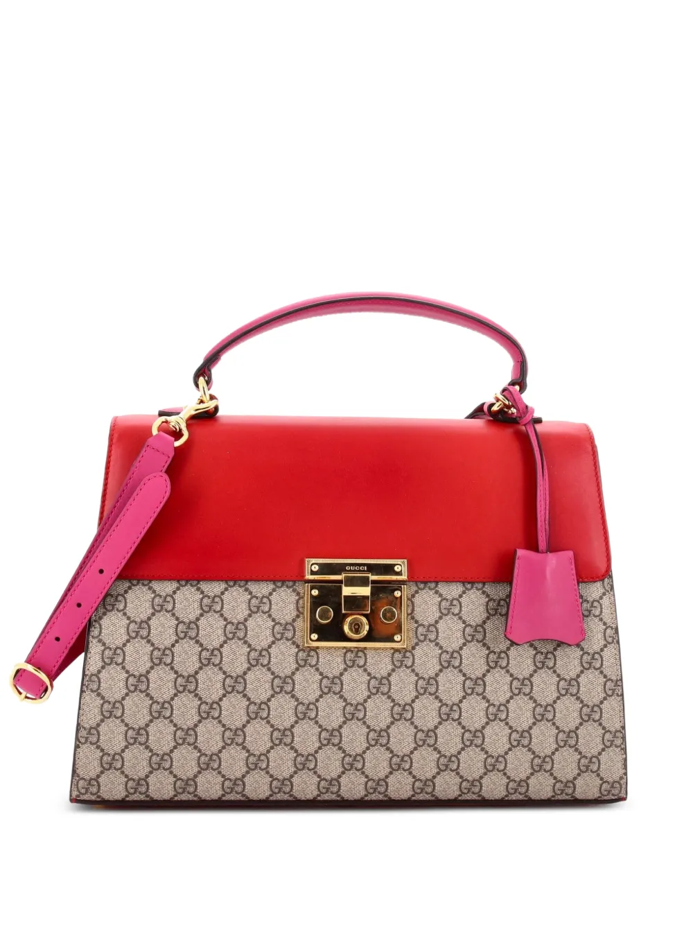 Gucci Pre-Owned Mittelgroße Satchel-Tasche aus beschichtetem GG-Canvas und Leder mit Schloss - Braun