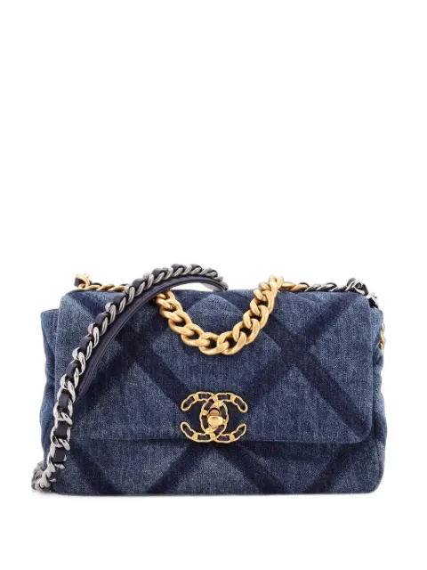 CHANEL Pre-Owned 19 Flap Bag Quilted Denim Medium shoulder bag