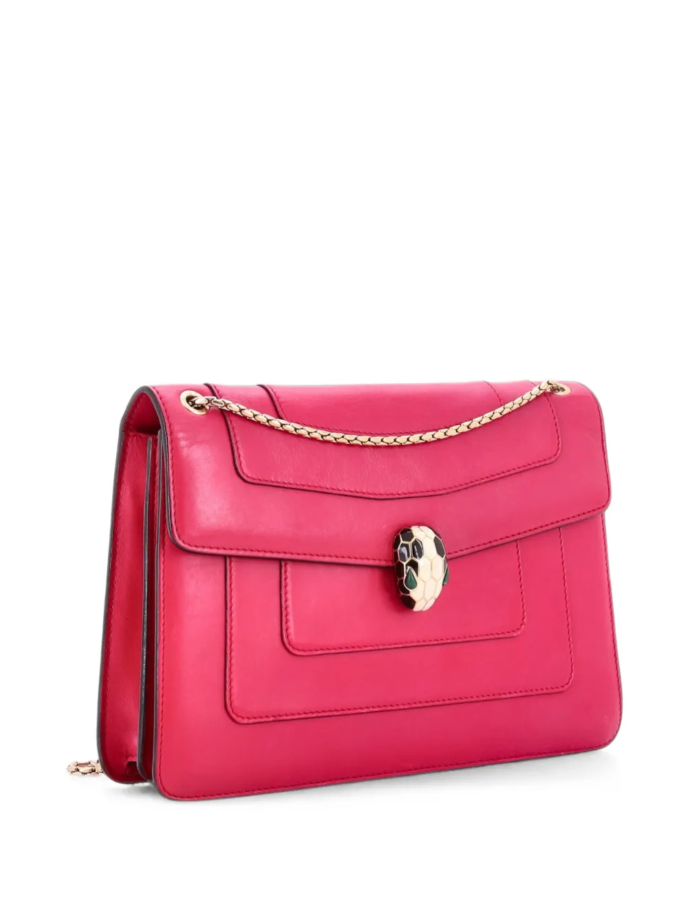Pre-owned Bvlgari Serpenti Forever Leather Medium Shoulder Bag In Pink