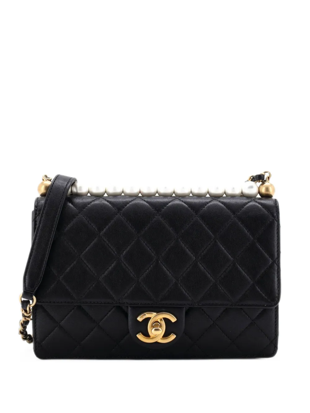CHANEL Pre-Owned Chic Pearls Flap Bag Quilted Lambskin Small shoulder bag - Black
