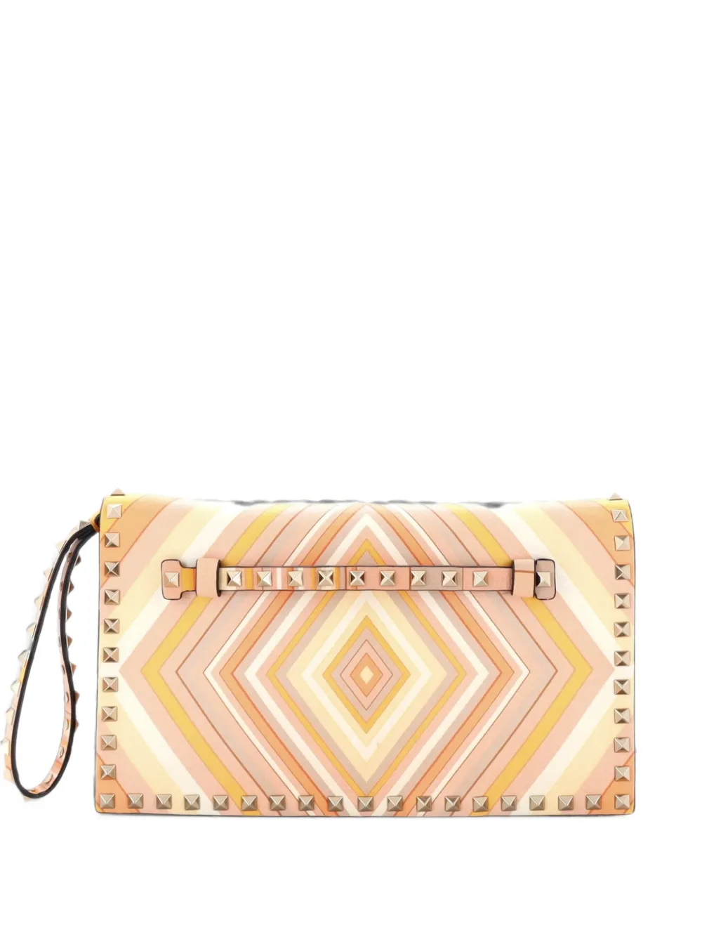 Valentino Garavani Pre-Owned 1973 gestreifte Rockstud Flap Clutch - Mehrfarbig