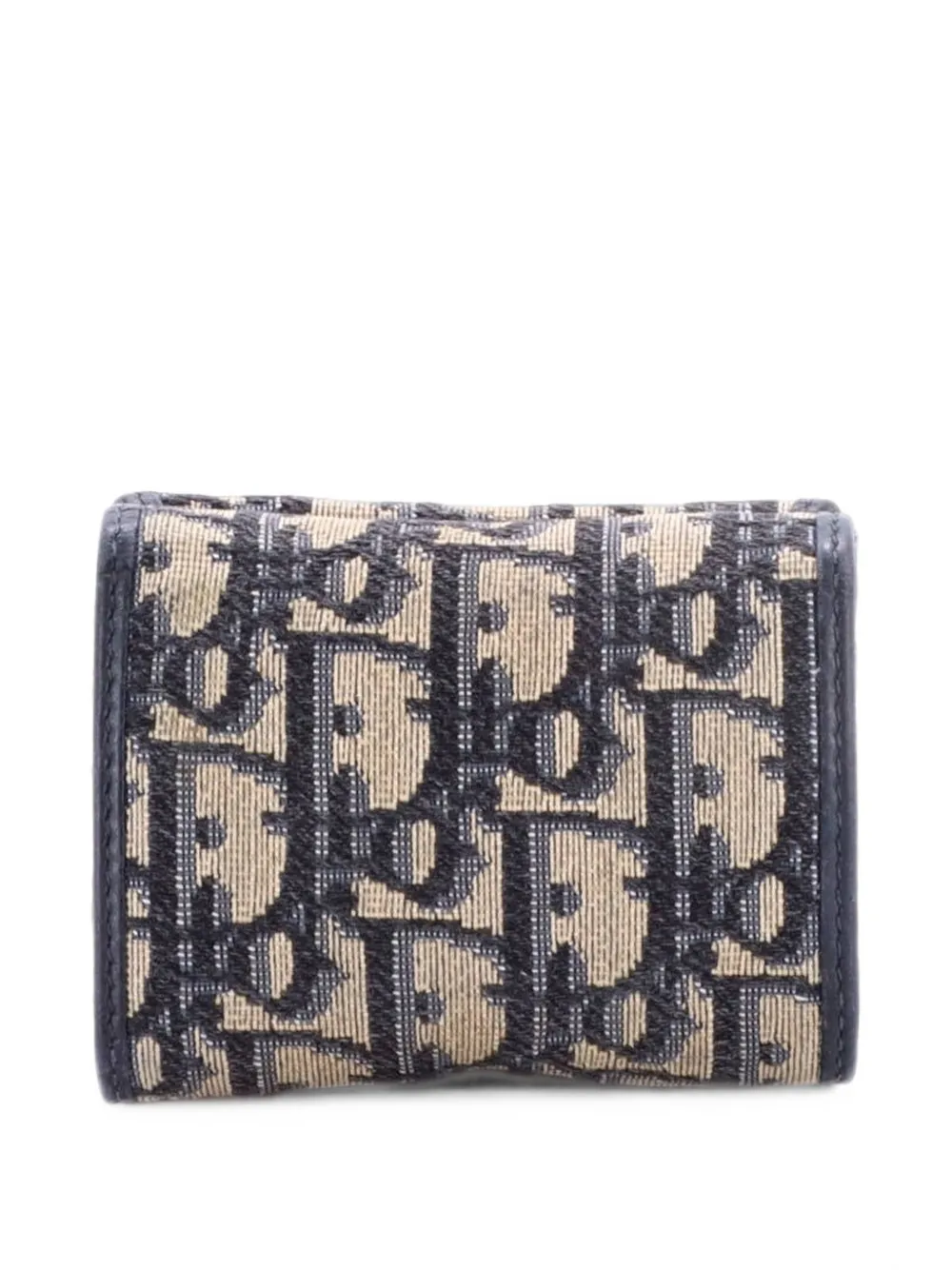 Pre-owned Dior 30 Montaigne Flap Wallet Oblique Canvas Compact Small Wallets In Blue