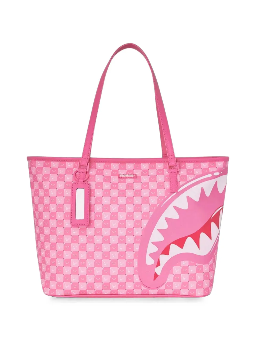 Sprayground New Check Faces Shark-mouth Tote Bag In Pink