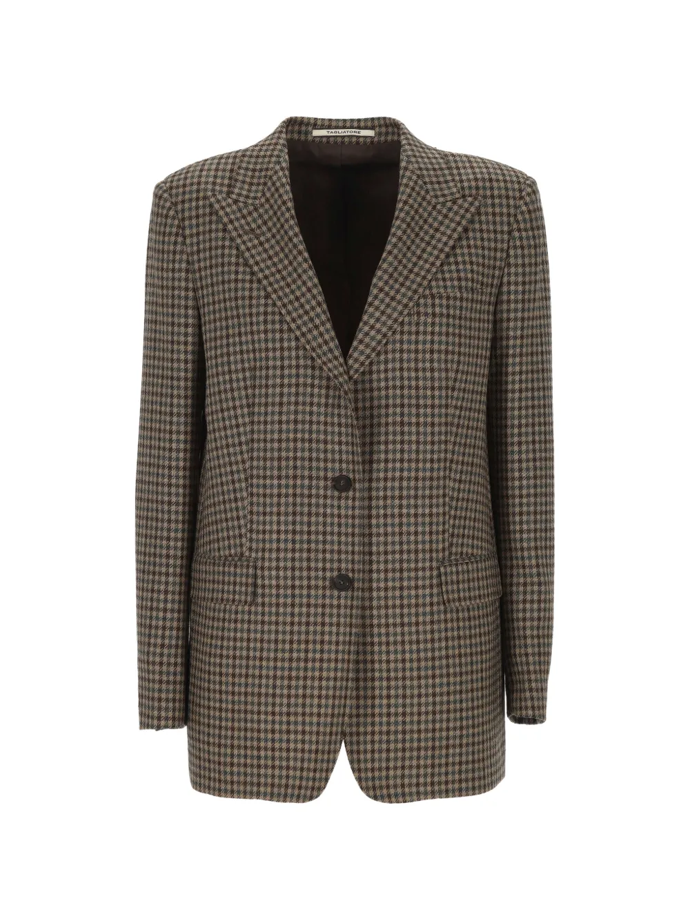 Tagliatore houndstooth-pattern virgin wool blazer - Marrone