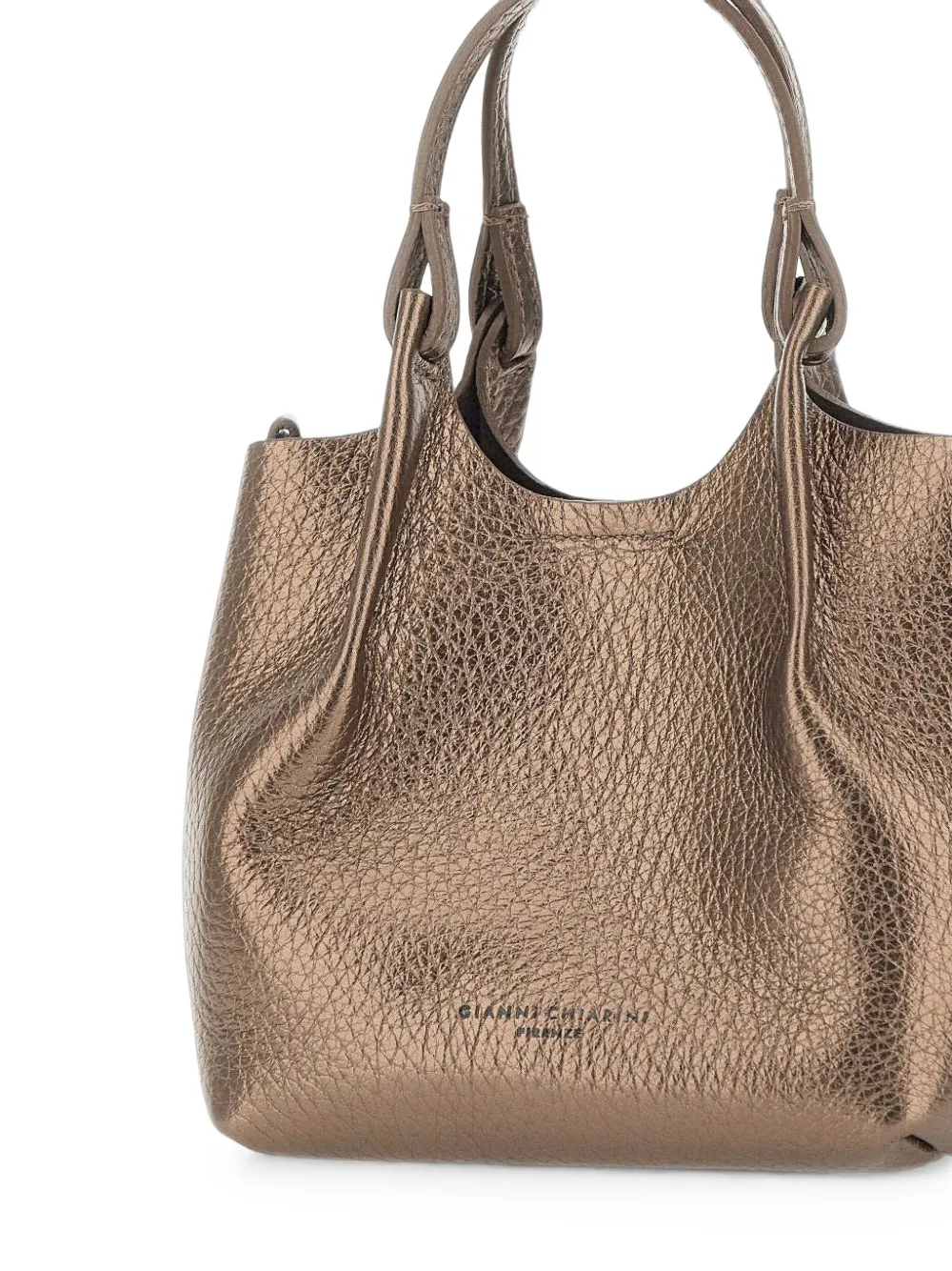 GIANNI CHIARINI Dua metallic leather tote bag Bruin