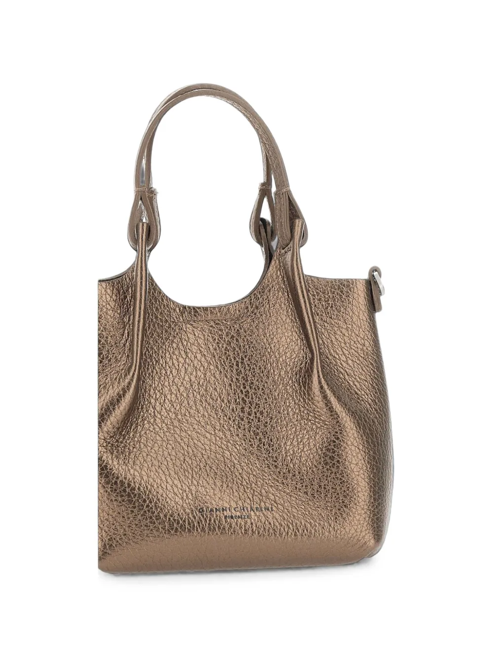GIANNI CHIARINI Dua metallic leather tote bag Bruin