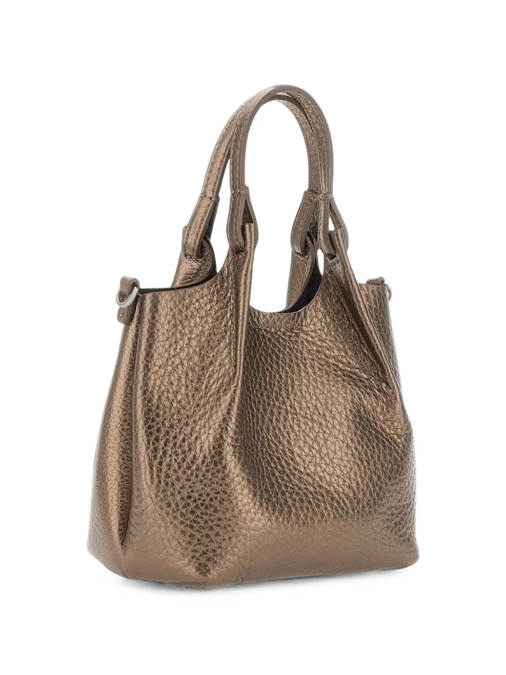 GIANNI CHIARINI Dua metallic leather tote bag Bruin