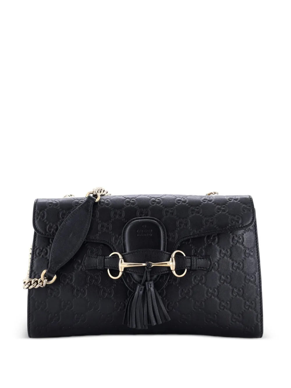 Gucci Pre-Owned Emily Chain Flap Bag Guccissima Leather Medium shoulder bag - Black