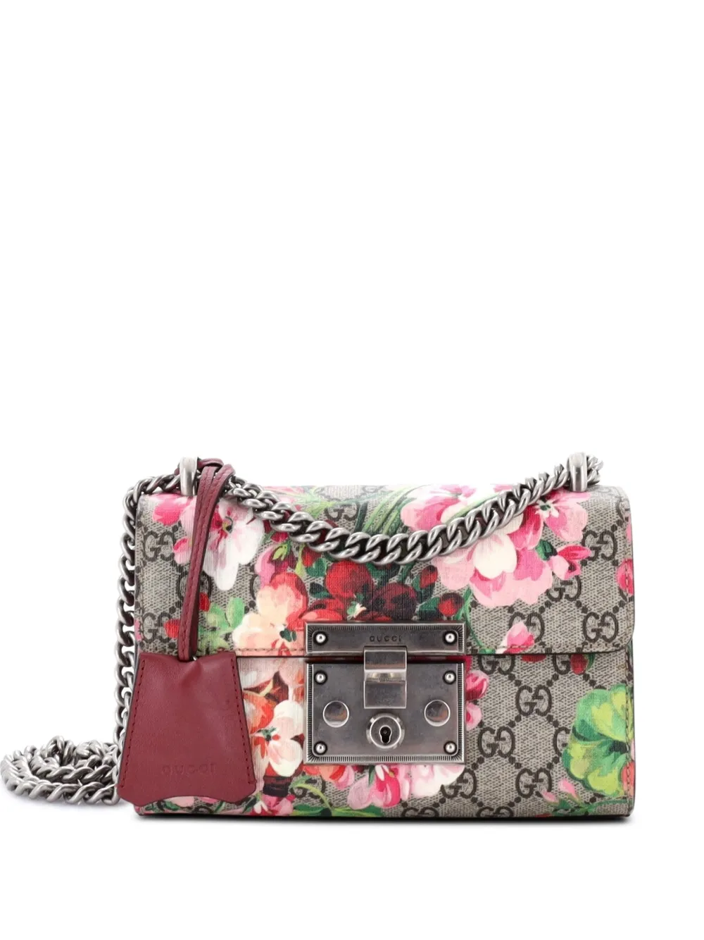 Gucci Pre-Owned Kleine Padlock Schultertasche aus beschichtetem GG-Canvas mit Blumenprint - Mehrfarbig
