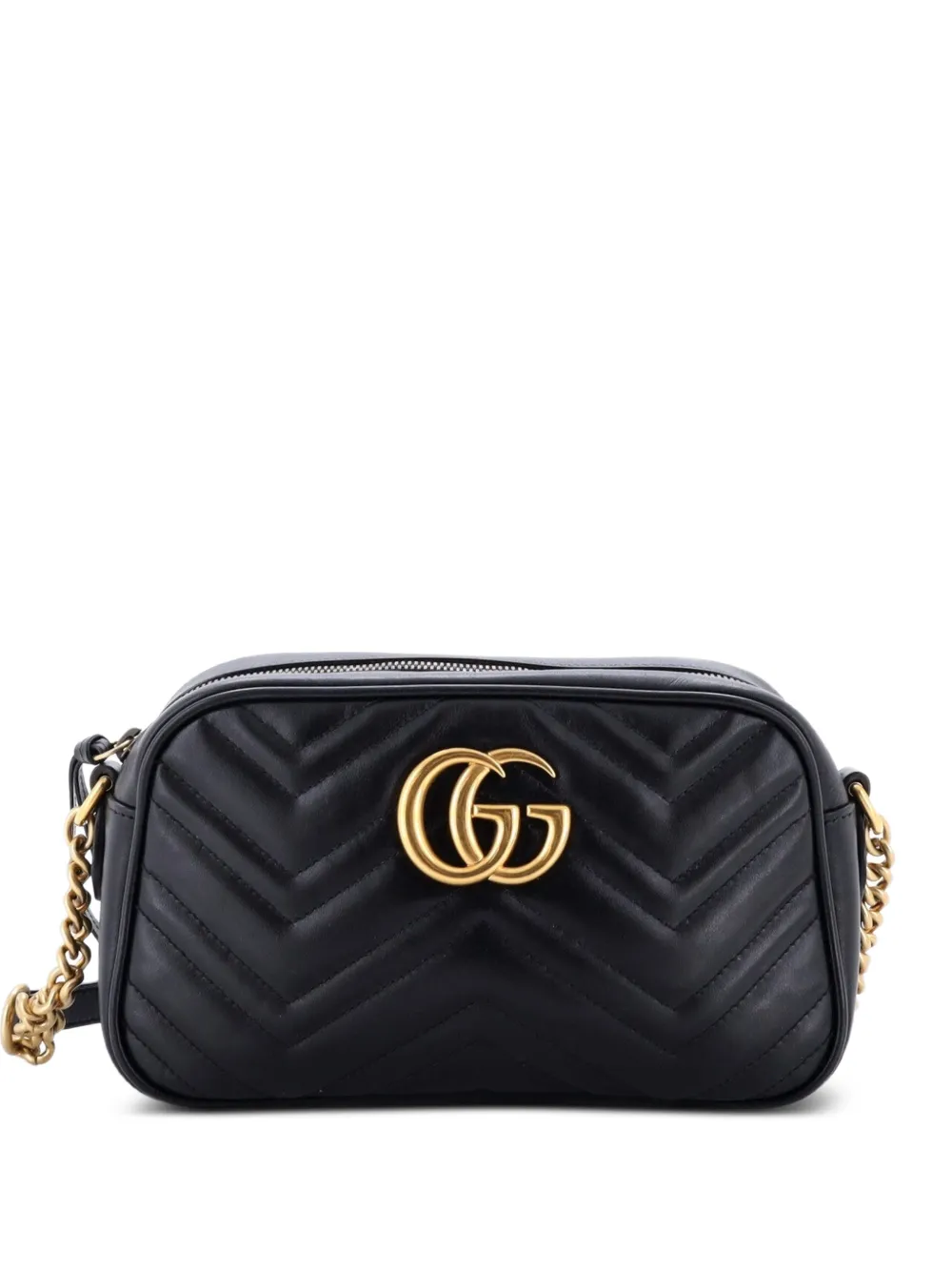 Gucci Pre-Owned Kleine GG Marmont Schultertasche aus Leder mit Matelassé-Effekt - Schwarz