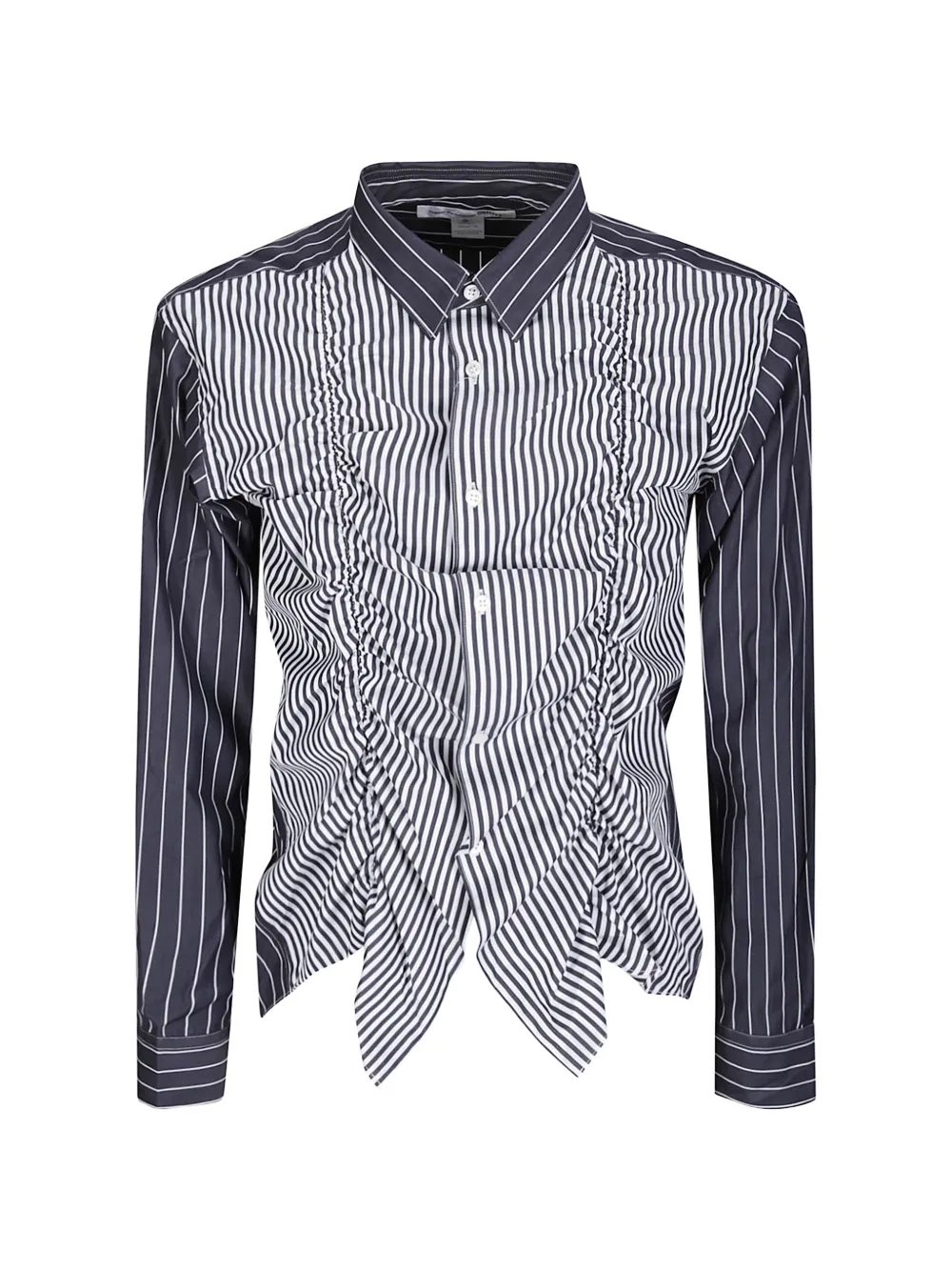 Comme Des Garçons Shirt striped ruffled shirt - Blu