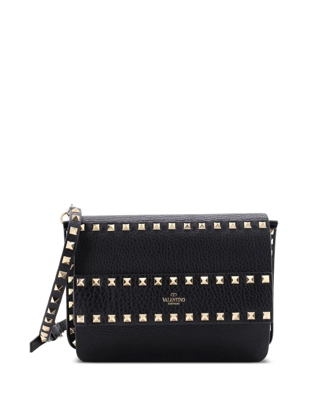 Valentino Garavani Pre-Owned Kleine Rockstud Umhängetasche mit Klappe - Schwarz