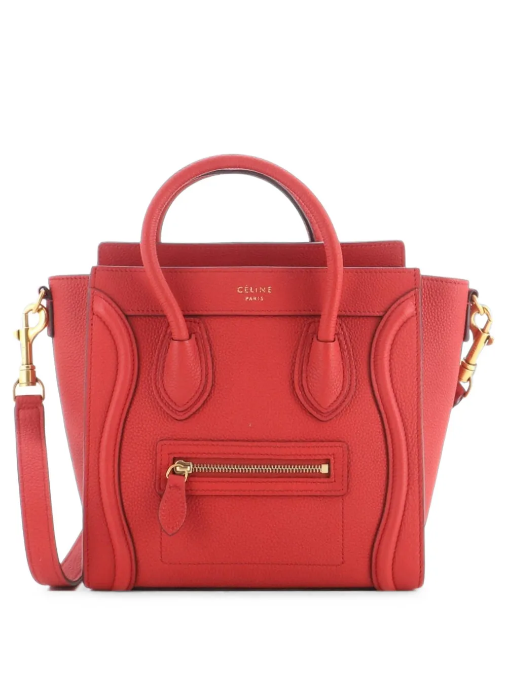 Celine Pre-Owned Luggage Bag Nano Umhängetasche aus gekörntem Leder - Rot