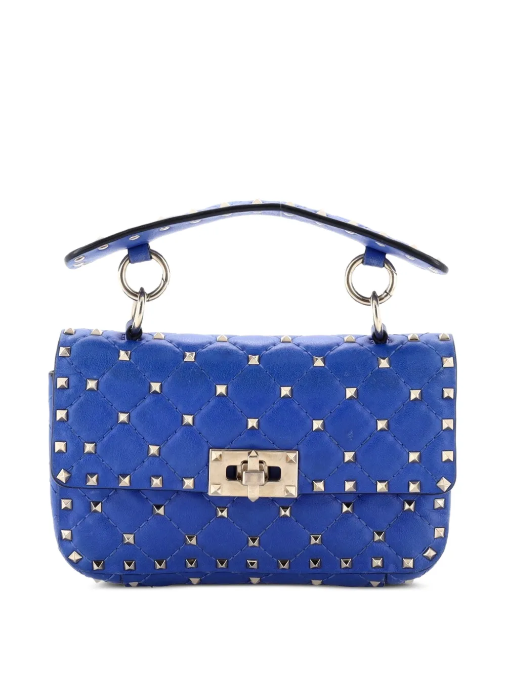Valentino Garavani Pre-Owned Kleine Rockstud Spike Flap Umhängetasche aus Leder mit Steppung - Blau