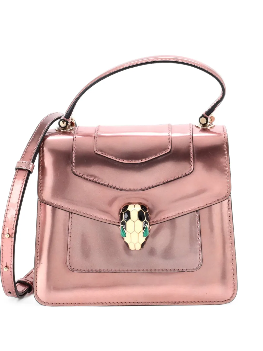 Bvlgari Pre-Owned Kleine Serpenti Handtasche aus Lackleder - Metallic