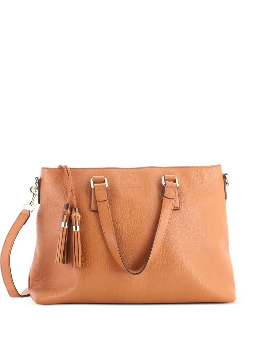 Gucci Pre-Owned cabas Bamboo Tassel Convertible Zip médium en cuir - Marron Gucci Pre-Owned cabas Bamboo Tassel Convertible Zip médium en cuir - Marron