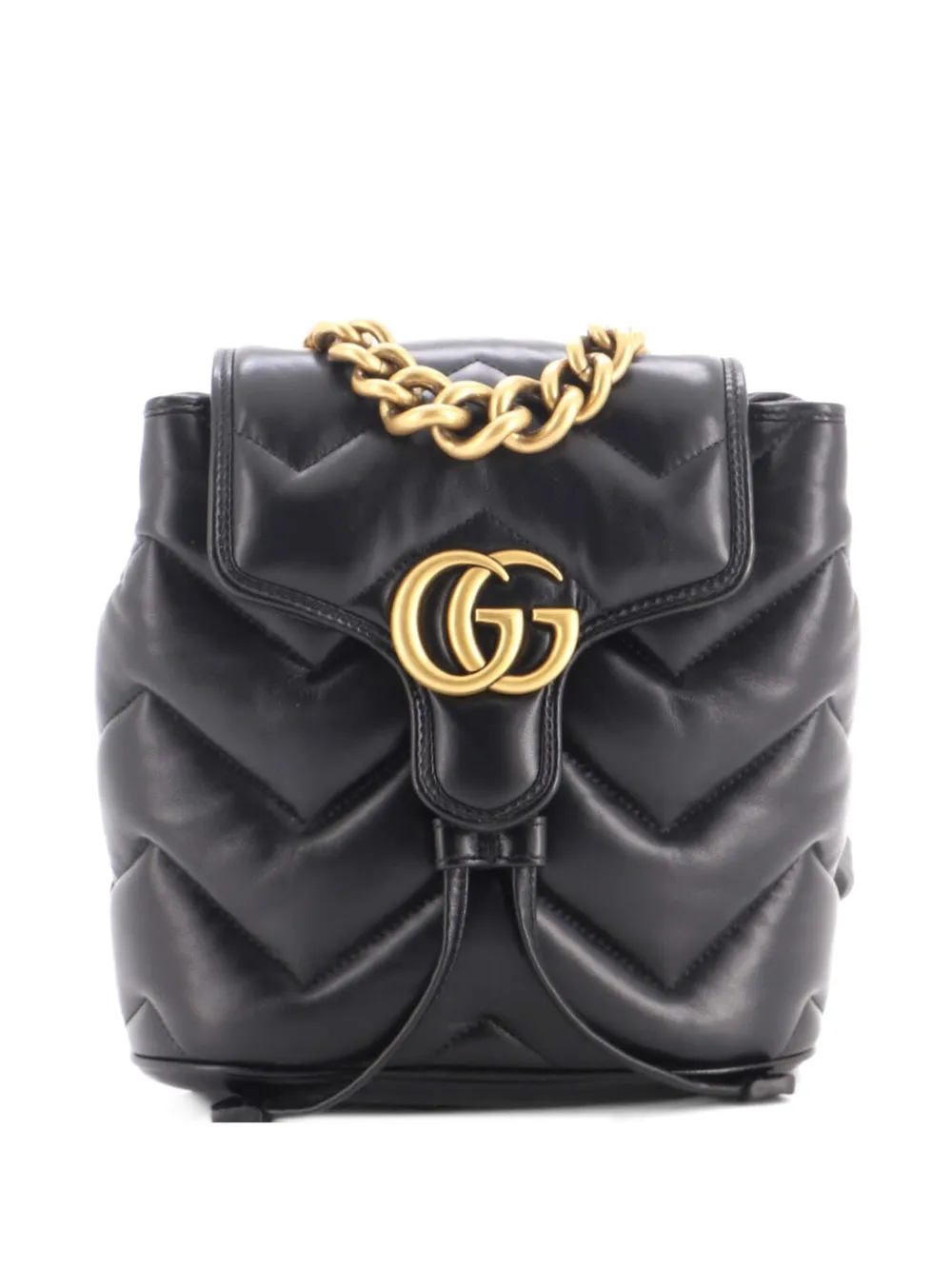 Gucci Pre-Owned mini sac à dos en cuir matelassé GG Marmont - Noir Gucci Pre-Owned mini sac à dos en cuir matelassé GG Marmont - Noir