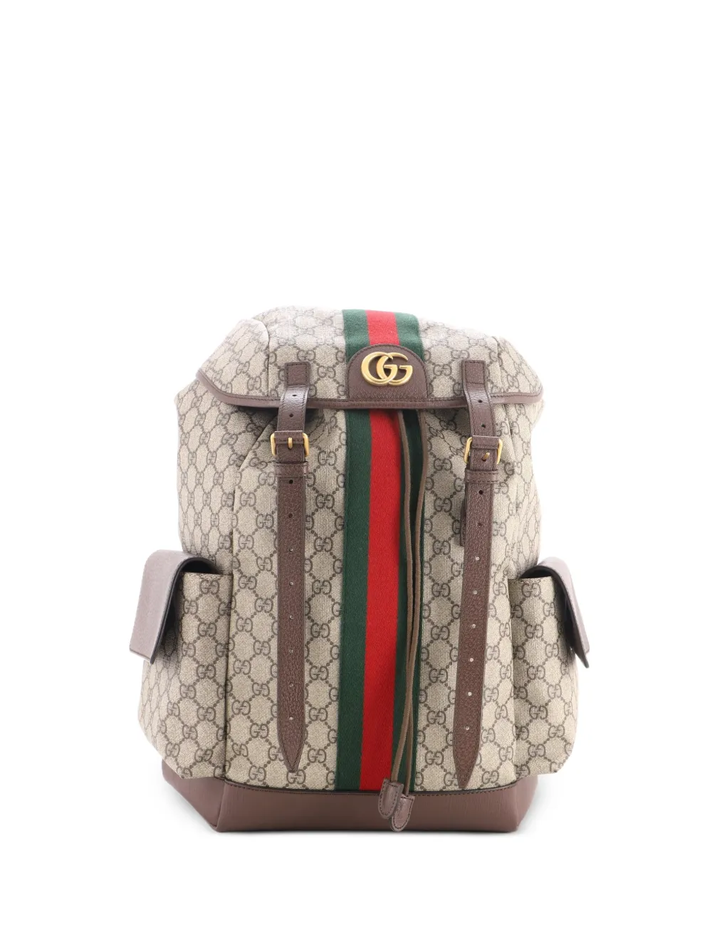 Gucci Pre-Owned sac à dos Ophidia format moyen en toile enduite GG à rabat - Marron Gucci Pre-Owned sac à dos Ophidia format moyen en toile enduite GG à rabat - Marron