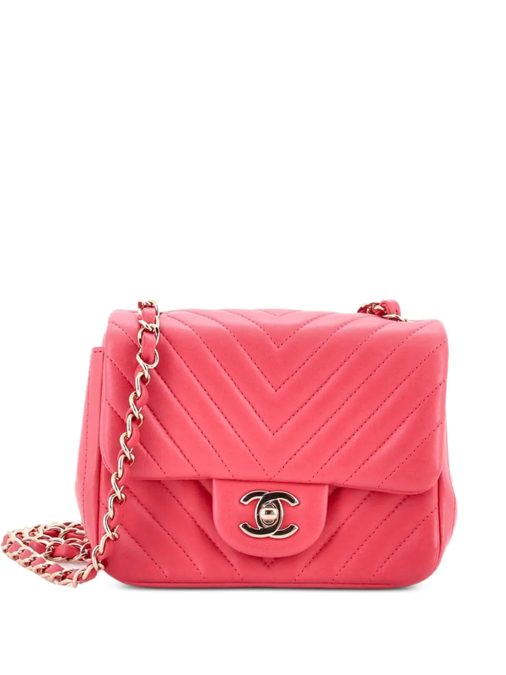 CHANEL Pre-Owned Square Classic Single Flap Bag Chevron Lambskin Mini crossbody bag - Rosa