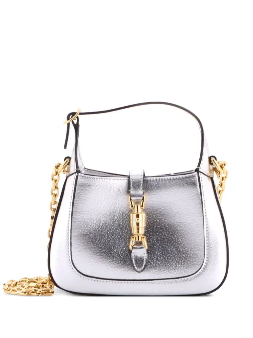 Receipt Editable Mini Gucci Pre-Owned Jackie 1961 Chain Leather Mini Shoulder Bag | Metallic ...