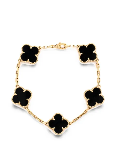 Van Cleef & Arpels Pre-Owned Vintage Alhambra 5 Motifs 18K Yellow Gold and Onyx bracelet