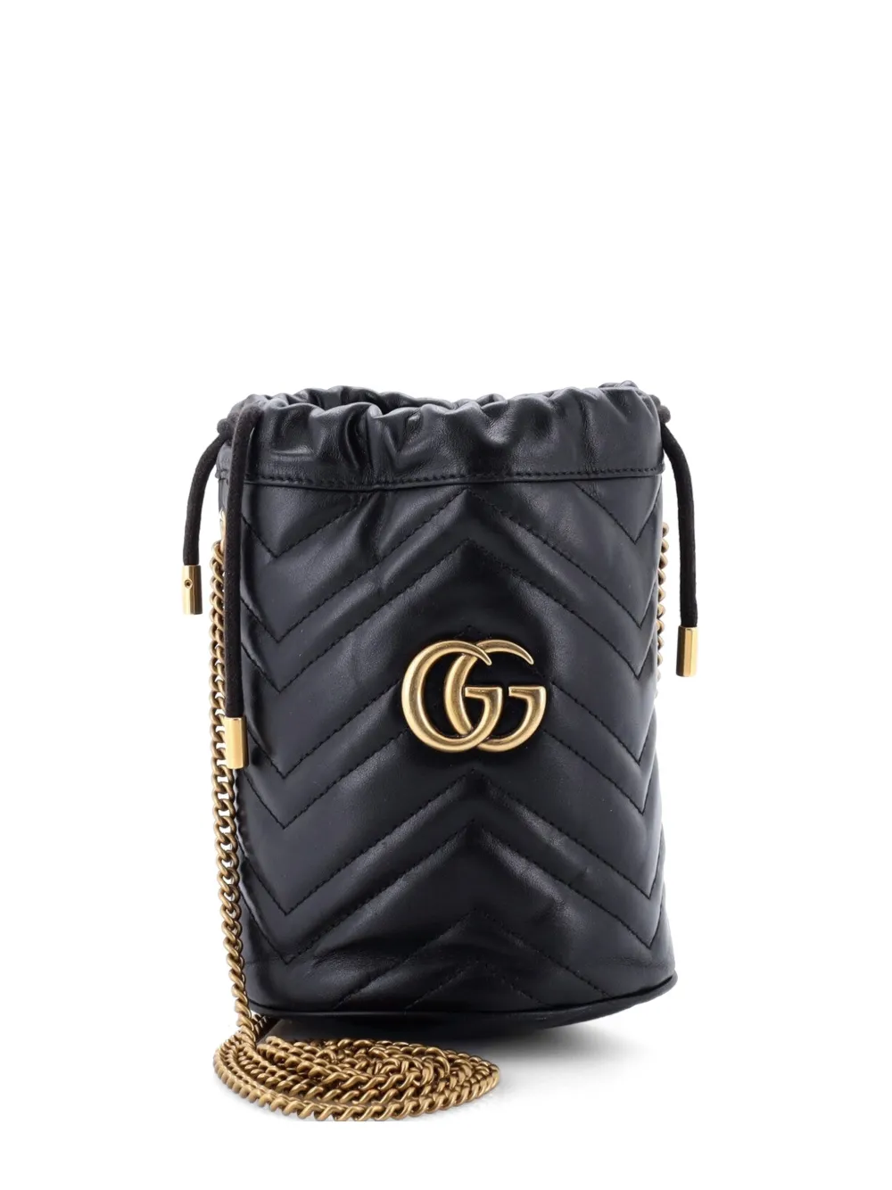 Gucci Pre-Owned mini sac seau matelassé à motif GG Marmont - Noir Gucci Pre-Owned mini sac seau matelassé à motif GG Marmont - Noir