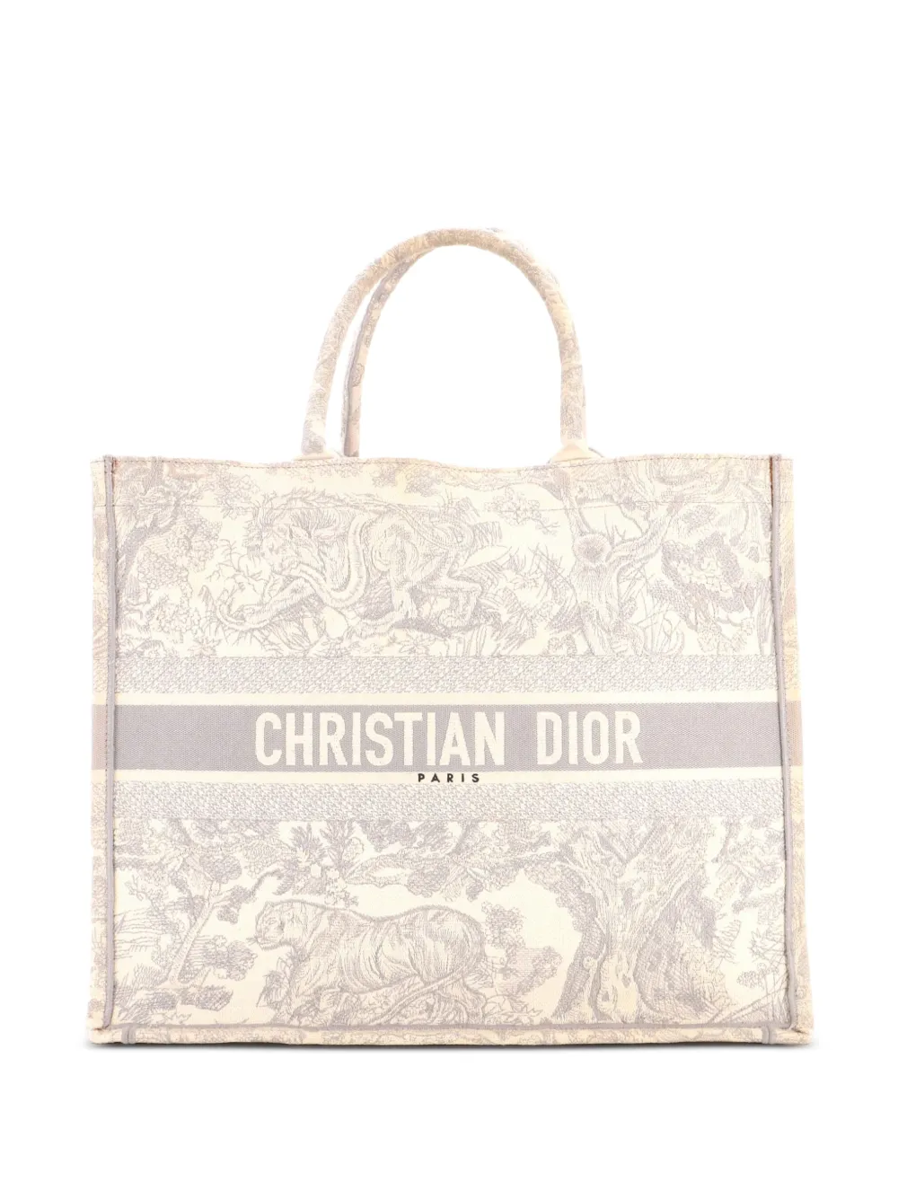 Christian Dior Pre-Owned Große Book Tote Bag aus Canvas mit Stickerei - Grau