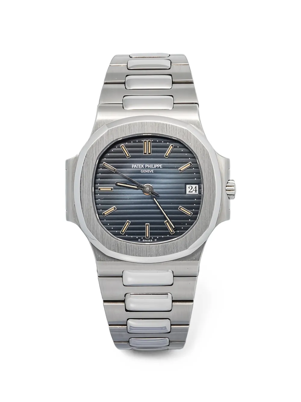 Pre-owned Patek Philippe Nautilus 37.5mm Watch In Blue
