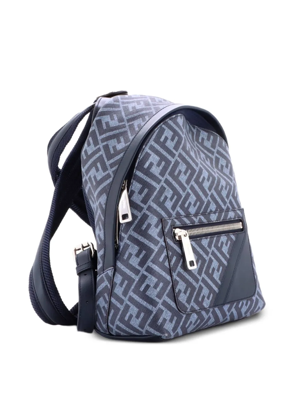 Fendi Pre-Owned petit sac à dos Chiodo Zucca en toile enduite et cuir - Bleu