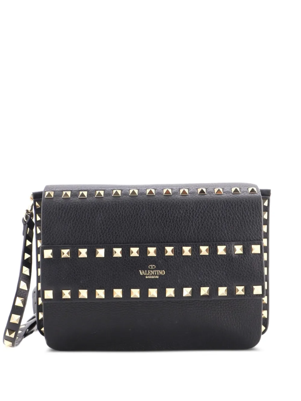 Valentino Garavani Pre-Owned Kleine Rockstud Umhängetasche mit Klappe - Schwarz