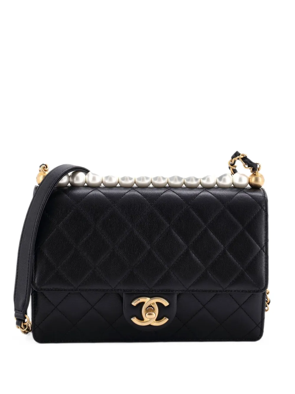 CHANEL Pre-Owned Chic Pearls Flap Bag Quilted Lambskin Small shoulder bag - Nero