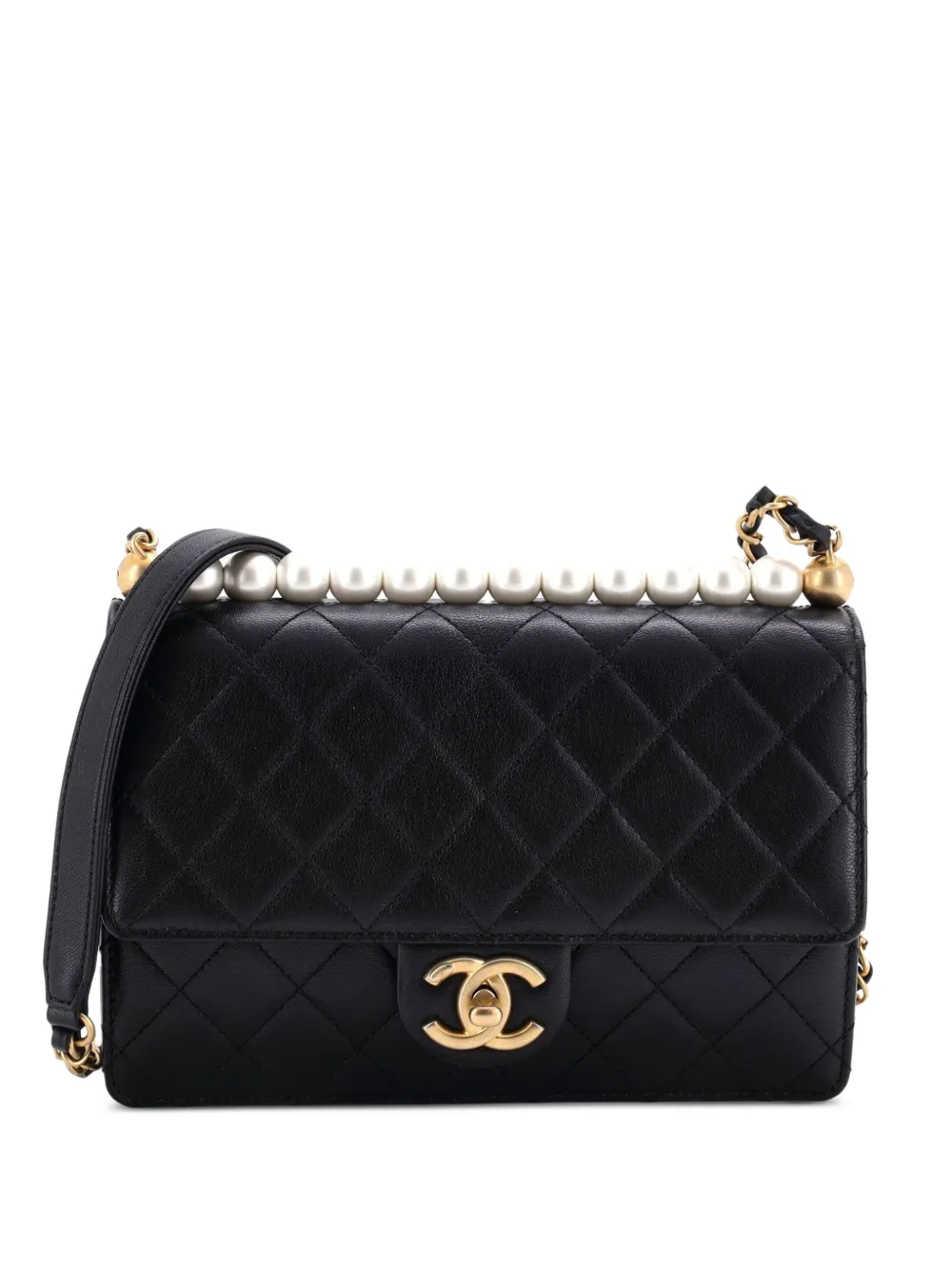 CHANEL Pre-Owned Chic Pearls Flap Bag Quilted Lambskin Small shoulder bag - Nero