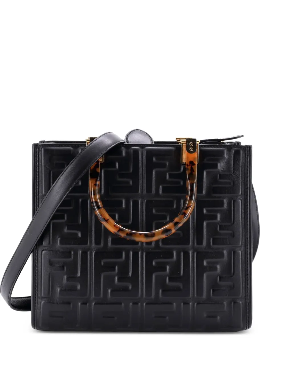 Fendi Pre-Owned Kleine Sunshine Tote Bag mit Zucca-Prägung - Schwarz