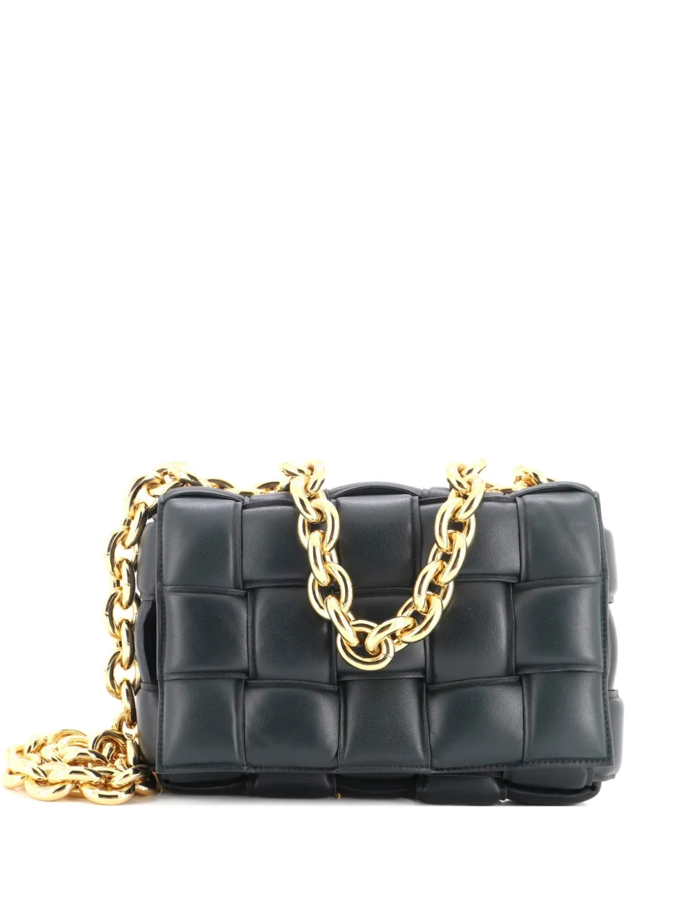 Bottega Veneta Pre-Owned Wattierte Cassette Maxi Intrecciato Umhängetasche aus Leder mit Kettenriemen - Grün