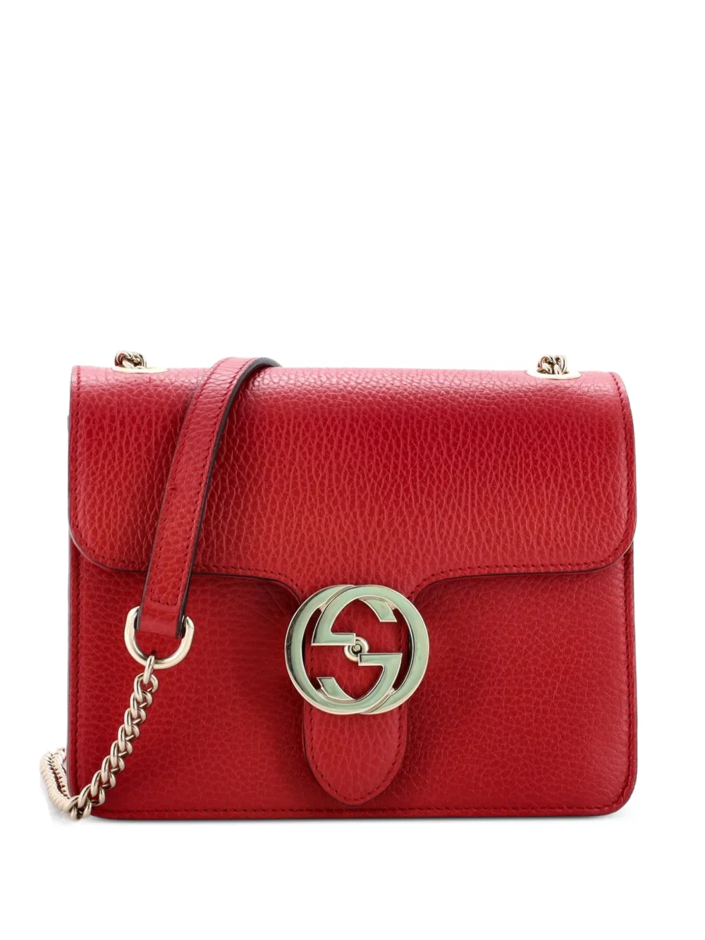 Gucci Pre-Owned Kleine Interlocking Schultertasche aus Leder - Rot