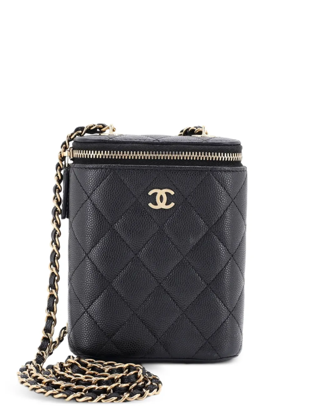CHANEL Pre-Owned Vertical Classic Vanity Case with Chain Quilted Caviar Mini shoulder bag - Nero