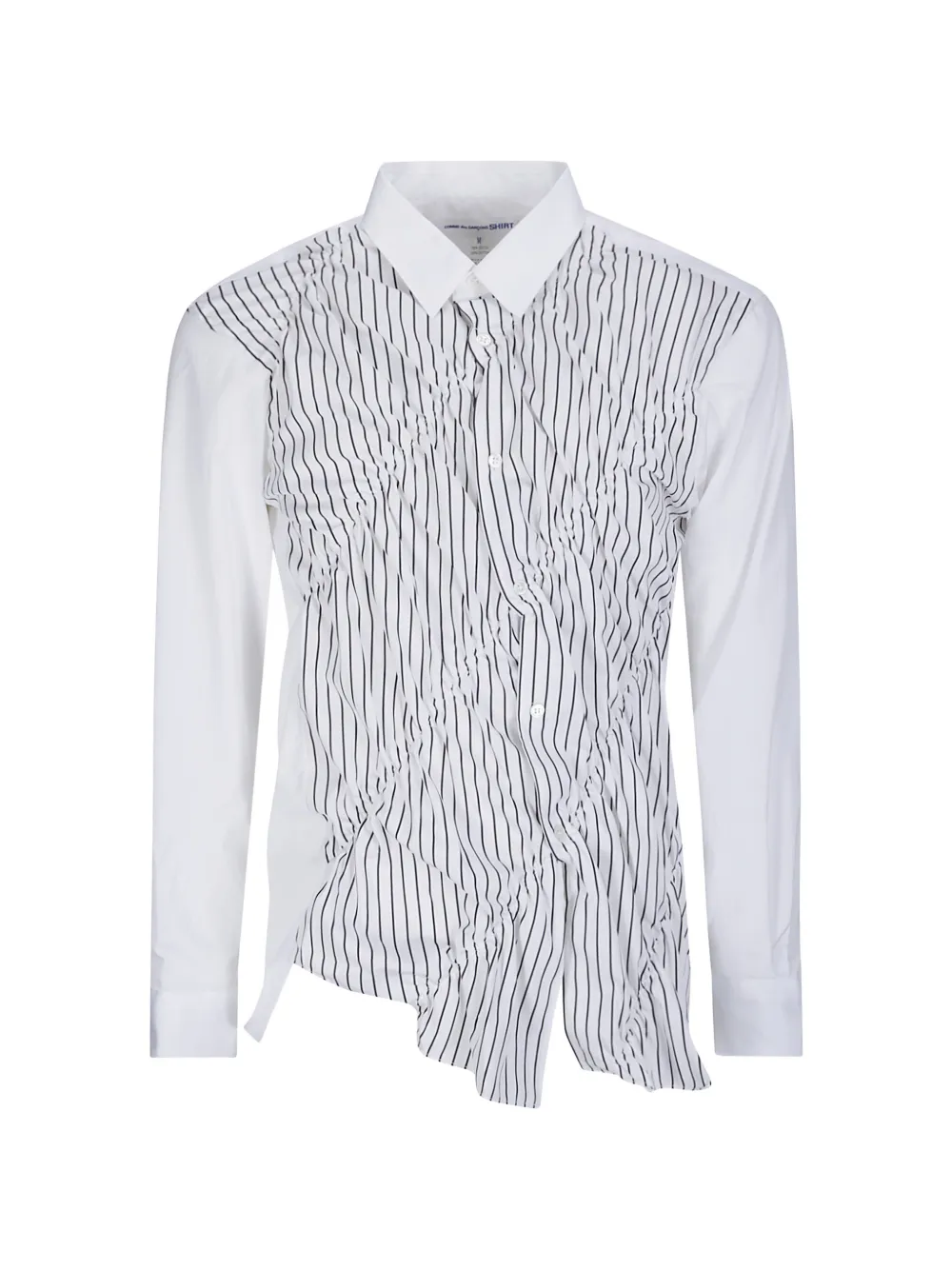 Comme Des Garçons Shirt striped-panel ruched shirt - Bianco